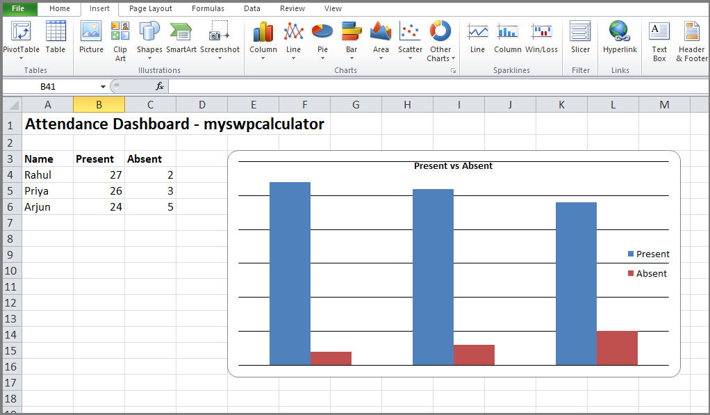 Attendance Sheet in Excel Sheet